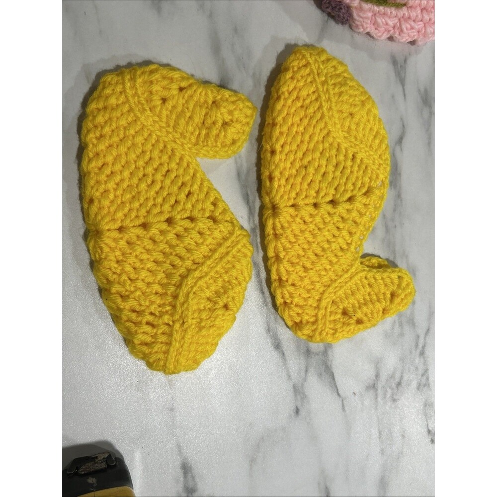 New Vintage Lillian Vernon Crochet Slippers OS Pink 9” Long Granny Core Cottage - Picture 9 of 9